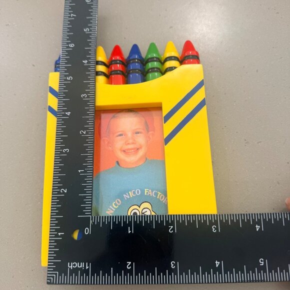 Colorful Crayon-Themed Kids Photo Frame Yellow With Easel Stand Fun Desk Decorat - Picture 6 of 6
